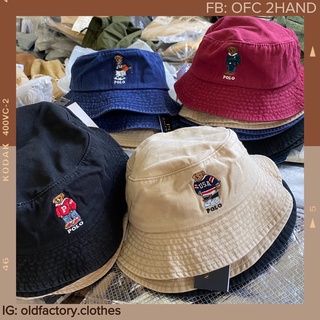 NEW - MŨ BUCKET HÀNG HIỆU HÃNG POLO RA.L. PH LA.U R.EN CỰC ĐẸP VINTAGE RETRO THÊU LOGO GẤU OFC 2HAND