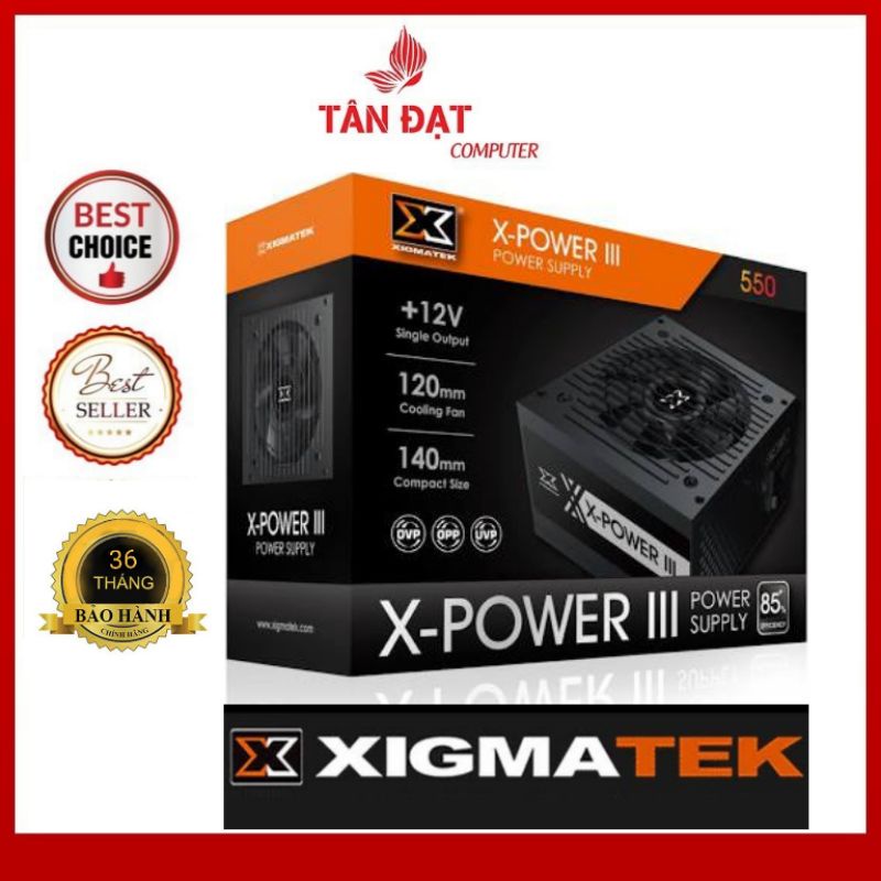 Nguồn Máy Tính Công Suất Thực XIGMATEK X-POWER III 550 - Chính Hãng - Mai Hoàng - full box nguyên siu