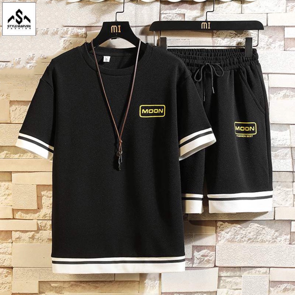 Bộ Quần Áo Thun Nam Thể Thao Mùa Hè "MOON" Style Hàn Quốc Trẻ Trung STYLE MARVEN - SET NAM 90000161C2 (ảnh