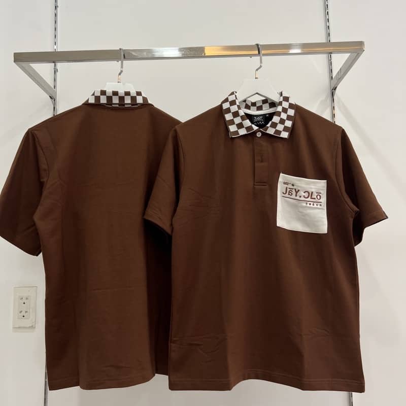 Polo Unisex phối cổ caro JAY SEASON màu NÂU form rộng  Chất thun da cá,form nam nữ unisex JayStoree2