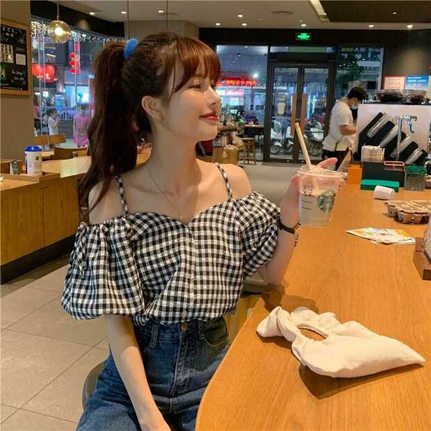 [Order] Áo rớt vai sọc caro