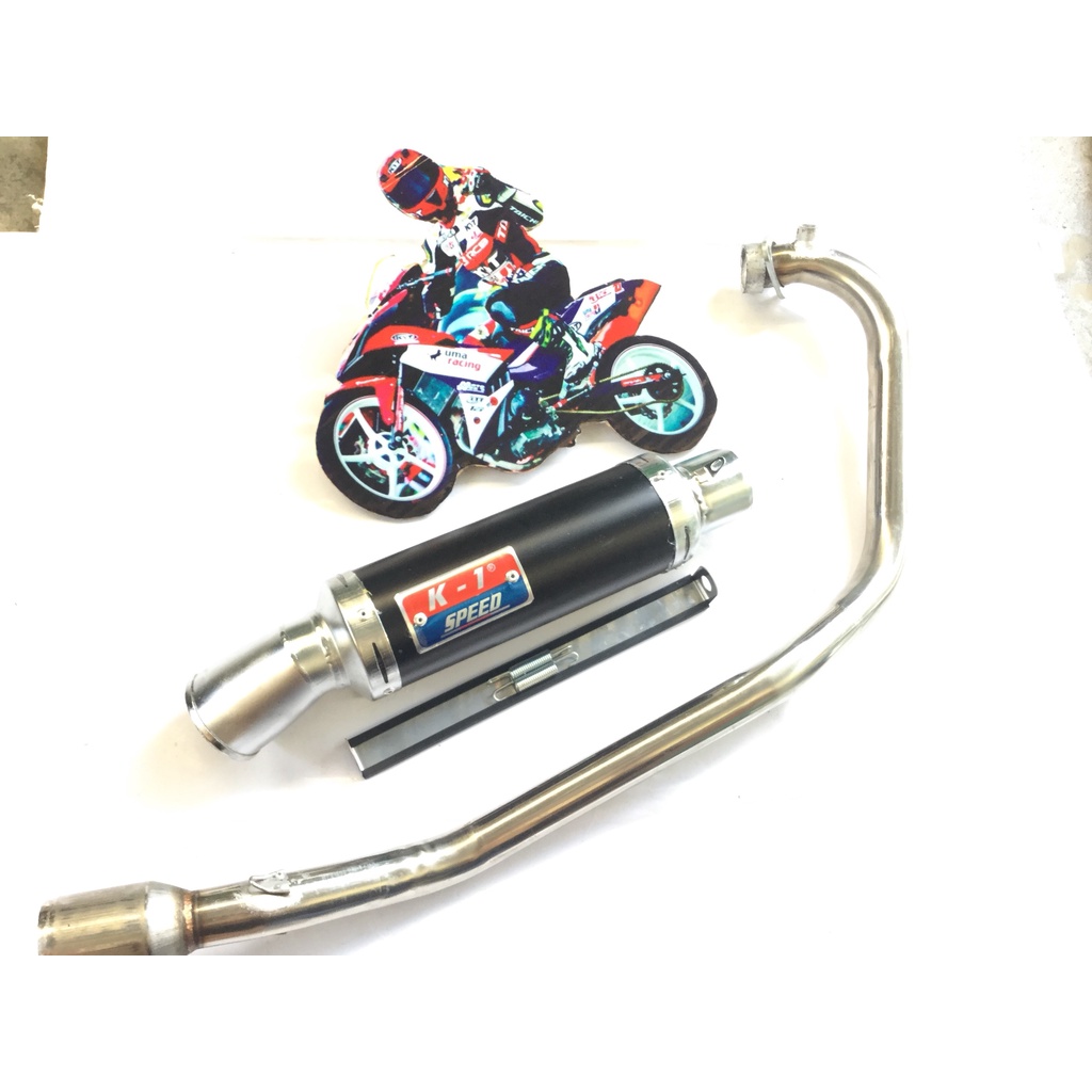 Pô K1 ĐEN full cổ inox thẳng gắn cho wave, cup, dream, exciter, winer, sonic, raider fi, satria, gsx,...