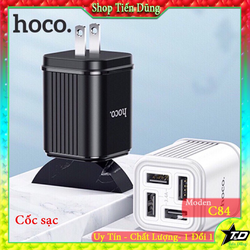 Cốc sạc nhanh Hoco C84 4 cổng USB dòng max 3.4A hay củ sạc hoco C84 hợ trợ 4 cổng USB