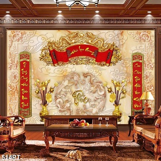 Tranh dán phòng thờ câu đối đỏ in vải lụa cao cấp nhiều mẫu mã đa dạng tặng kèm keo dán