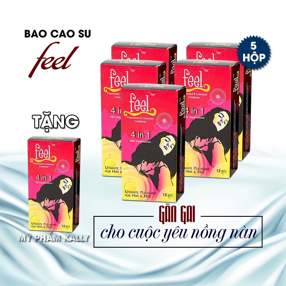 Siêu sale combo 5 hộp bao cao su gân gai feel 4 in 1 hộp 12c tặng 1 hộp - ảnh sản phẩm 1