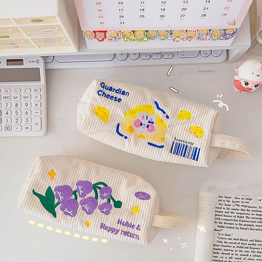 Túi đựng bút MMULCK bằng vải lông mềm kiểu Hàn Quốc dễ thương