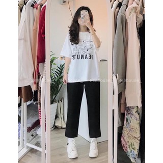 set quần kaki đen áo trắng