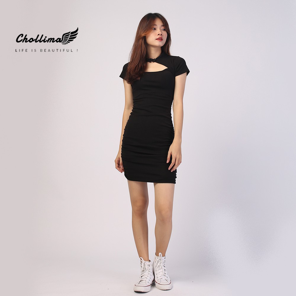 Đầm body cô gái trung hoa Chollima cao cấp màu đen DAM003 - đầm dáng ôm phong cách hàn quốc