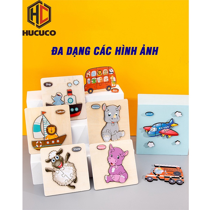 Đồ Chơi Xếp Hình, Lắp Ráp Tranh Ghép Gỗ 3D Nhiều Hình Ngộ Nghĩnh - Phát Triển Trí Tuệ Cho Bé [XH-16]