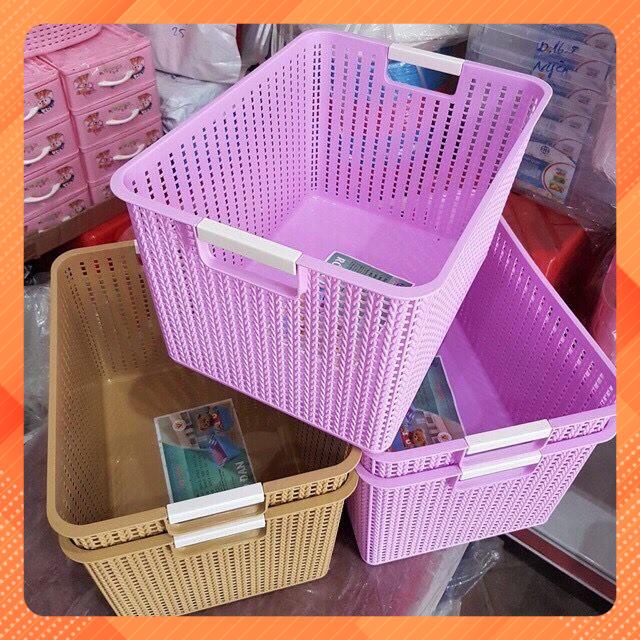 Giỏ đan đựng đồ loại to kích thước dài 35.2cm* rộng 26cm* cao 21cm