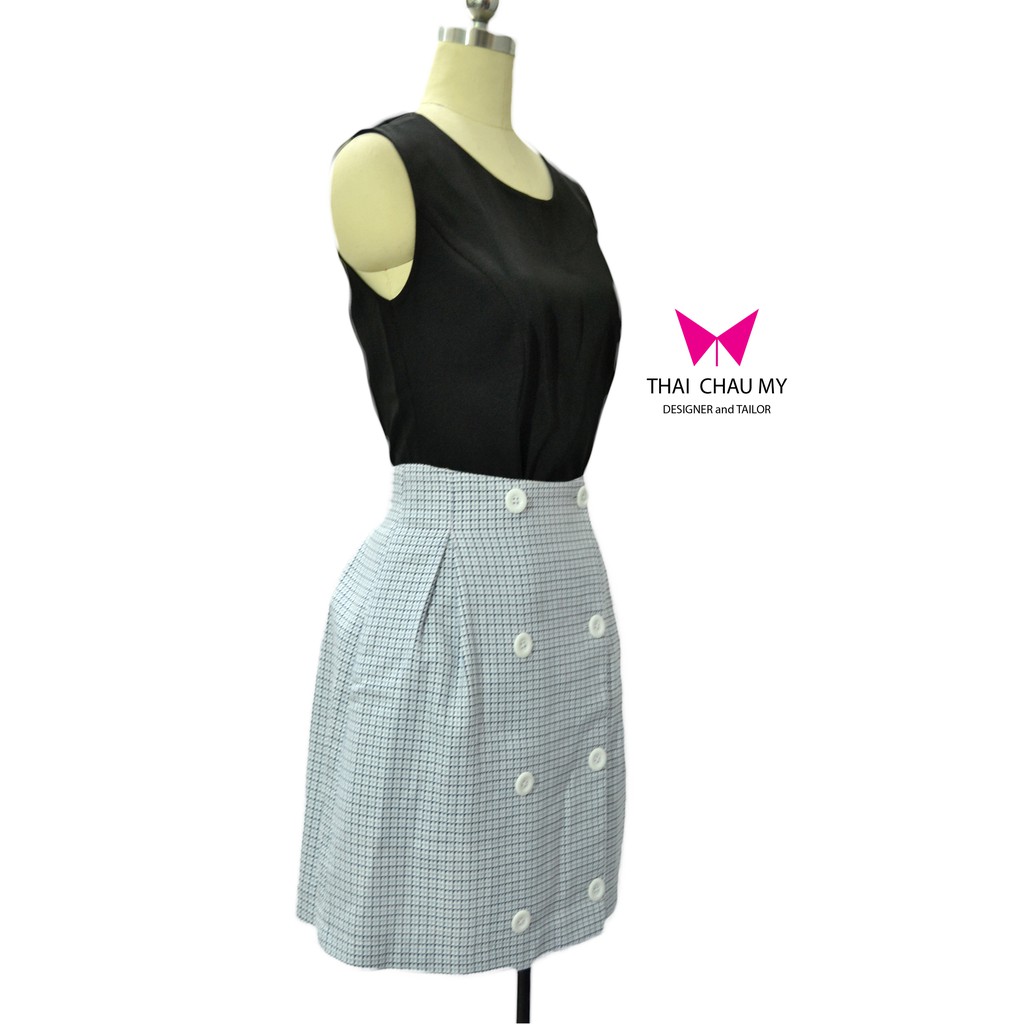 Váy 2 hàng nút có túi MYTHS00120 váy đầm màu đen đồng phục văn phòng ThaiChauMy thiết kế thời trang công sở đầm dự tiệc | BigBuy360 - bigbuy360.vn