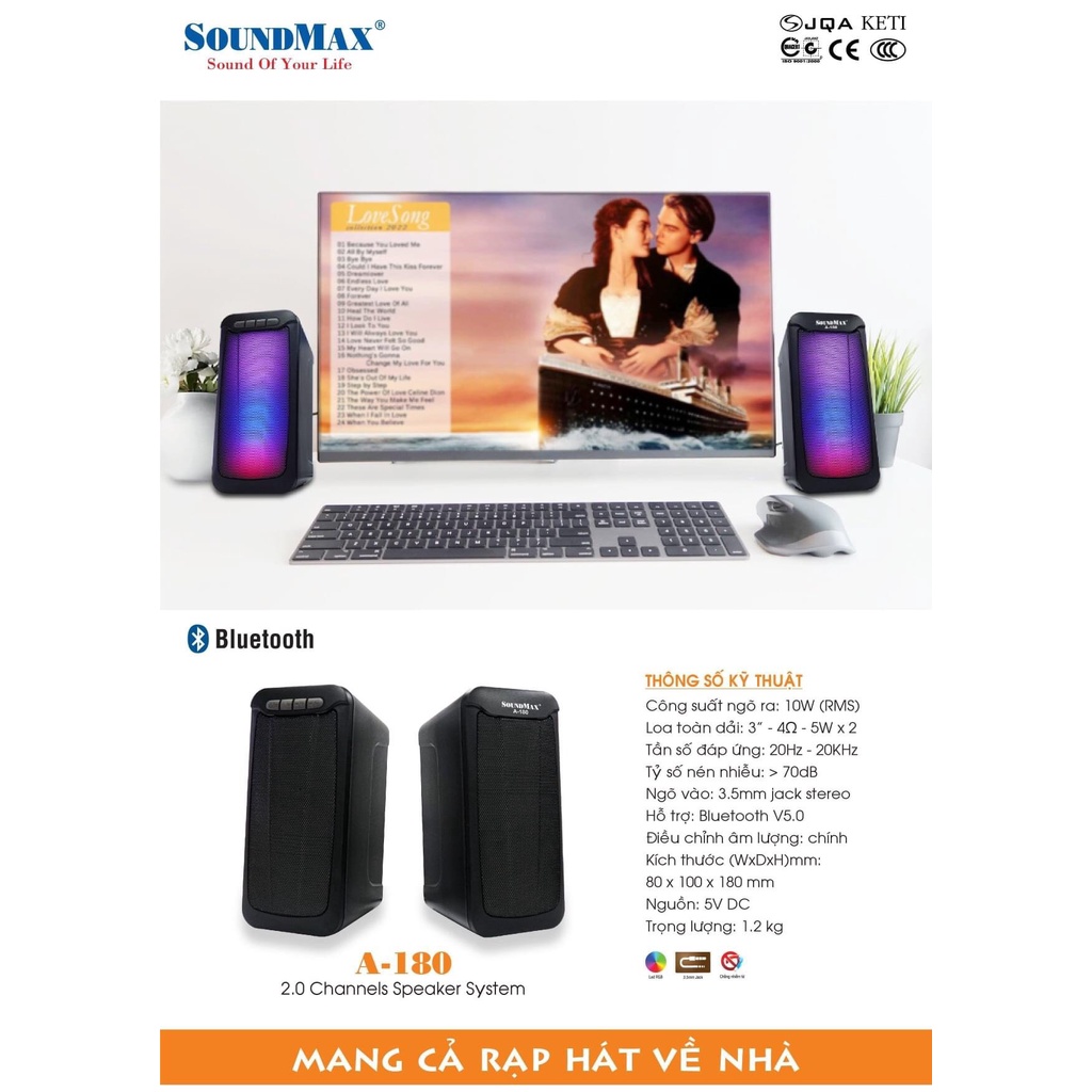 Loa SoundMax A180 (2.0) LED RGB