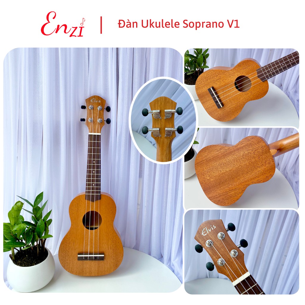 Đàn ukulele soprano gỗ mộc size 21 inch giá rẻ Tặng Giáo Trình phụ kiện Enzi