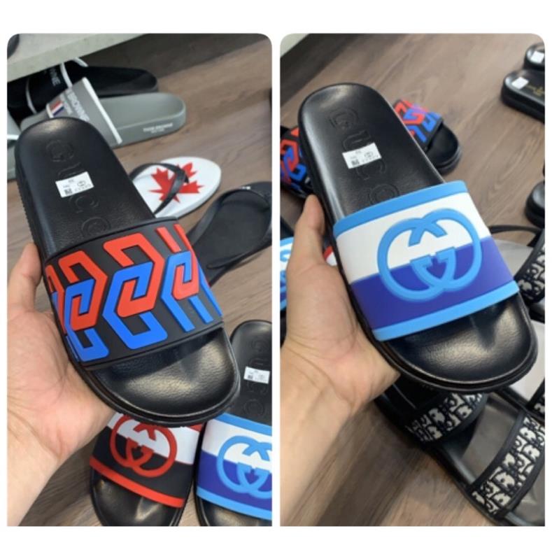 Dép Lê GC Nam In Logo Vân Xanh Đỏ Siêu Hot - Dép Quai Ngang Nam GC Siêu Chất