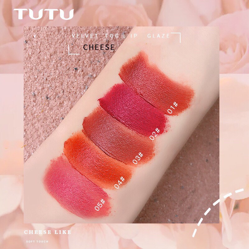 Son kem lì TUTU đào mềm mịn mọng môi AROMA Velvet Fog Lip Glaze