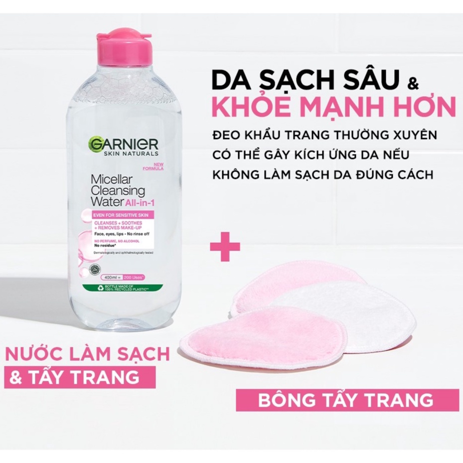 Nước Tẩy Trang làm Sạch Sâu, Ngừa Mụn, Sáng Da Garnier Micellar Cleansing Water 400ml