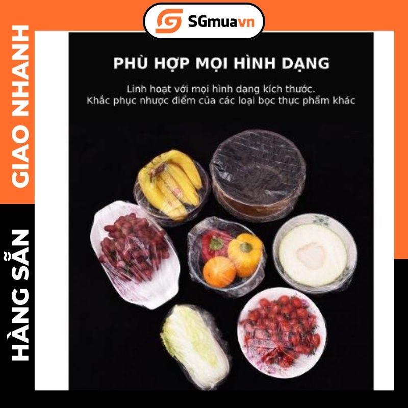 Set 100 túi bọc thực phẩm túi trùm đầu hình gấu nâu