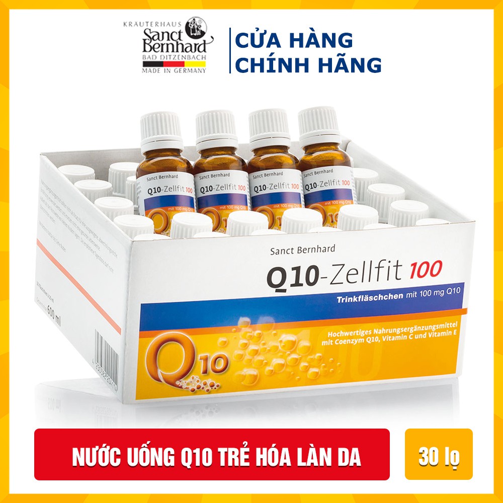 Combo 30 chai Nước uống Q10-Zellfit 100 mg Trinkflaschchen ngừa lão hóa - [Chính hãng Sanct Bernhard Đức ]