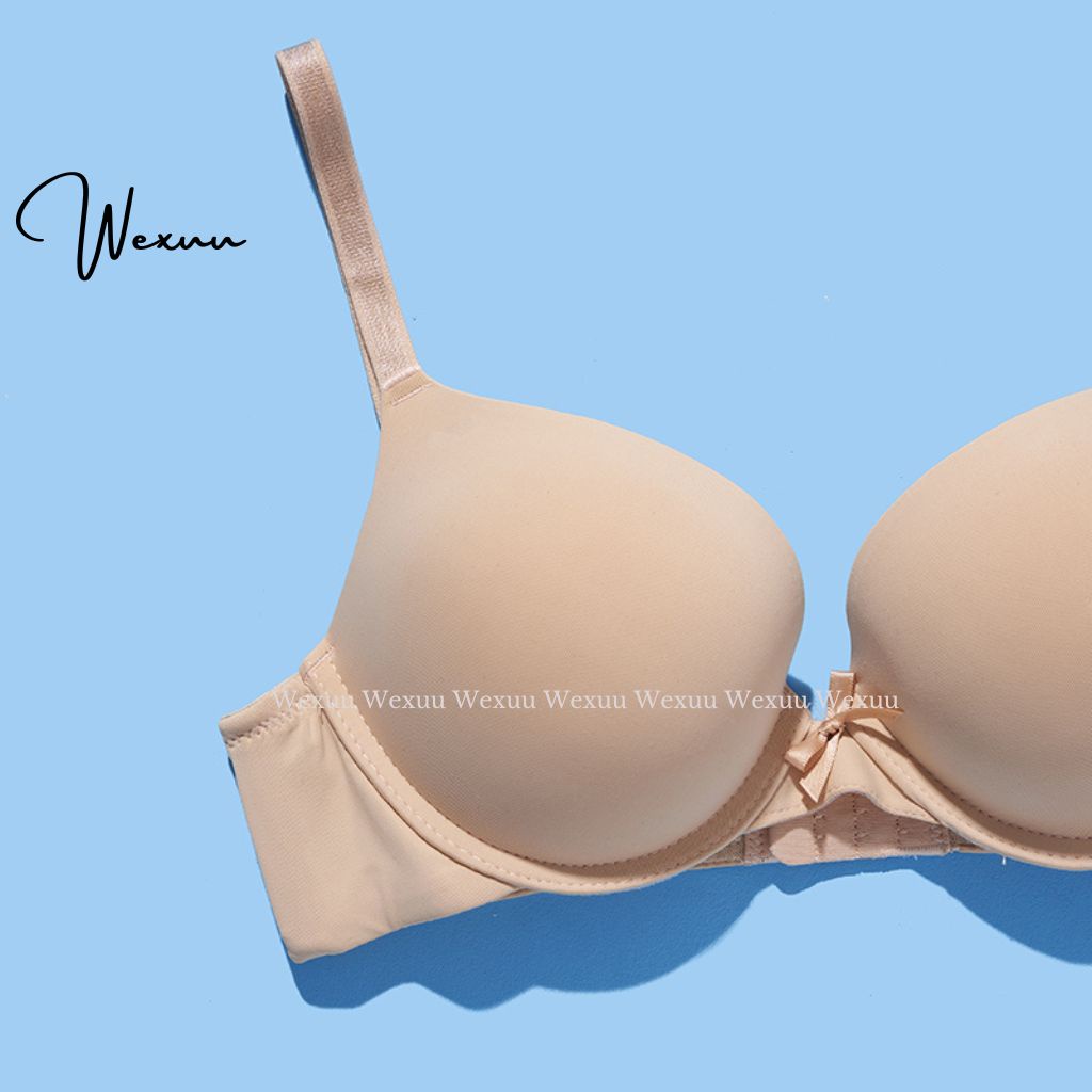 Áo lót nữ đúc su đệm vừa có gọng Wexuu Design đệm kép viền lượn phối nơ ôm và nâng đẩy ngực - AV30