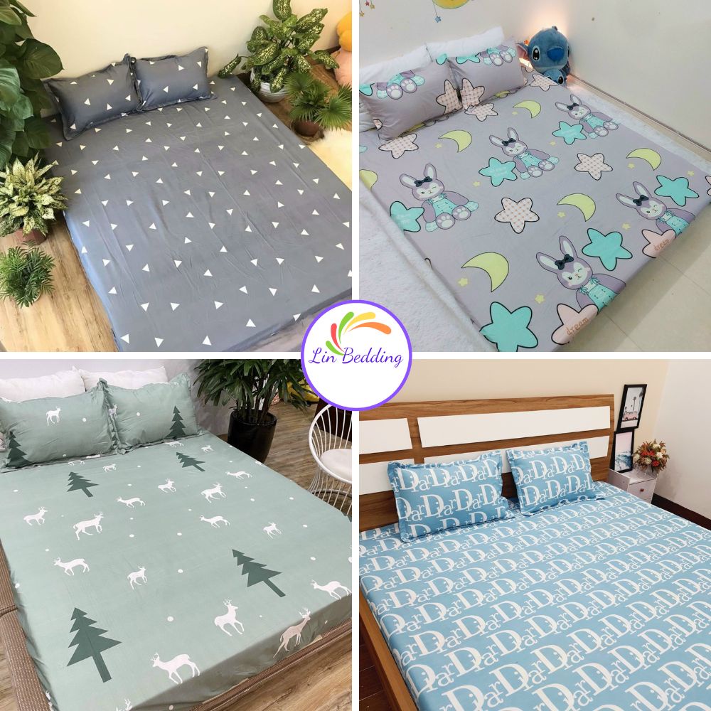 Ga gối poly Lin Bedding drap ga giường poly, ga trải giường cotton + 2 vỏ gối nằm đầy đủ kích cỡ