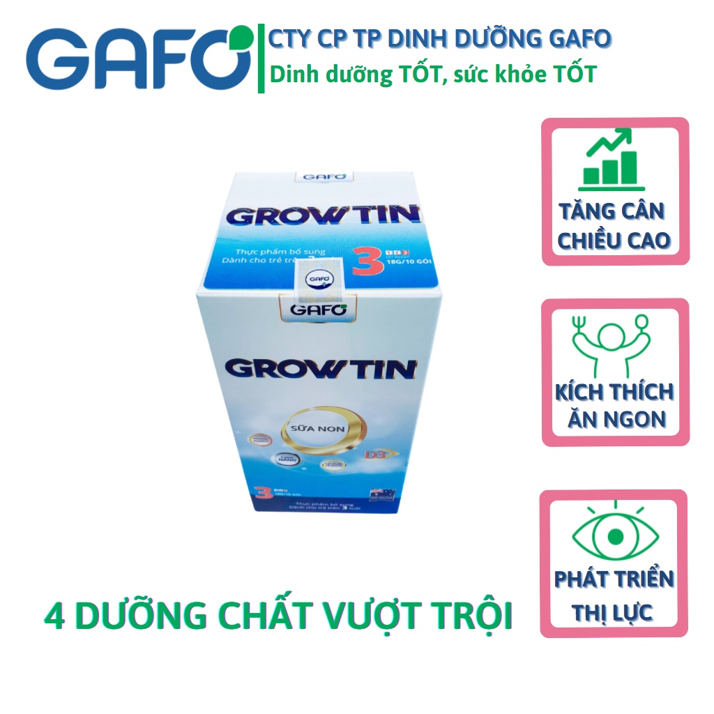 Sữa Bột Cho Bé Growtin 1 Sản Phẩm Sữa Công Thức Dành Cho Trẻ Từ 0-12 Tháng Tuổi Hộp Dùng Thử 10 Gói Mỗi Gói 18G GROW139