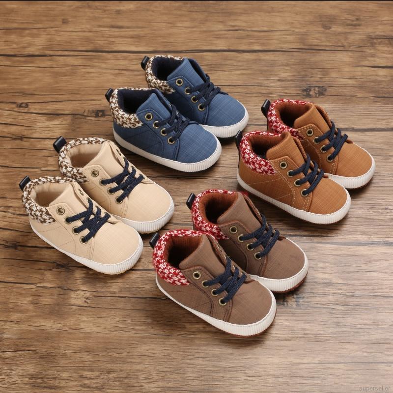 [Superseller] Kids Baby Sport Sneakers Boys Elastic Band Soft-Soled Non-Slip Shoes 0-18 Months