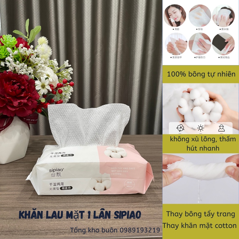 Khăn mặt dùng 1 lần 80 khăn 1 gói chính hãng SIPAO hàng nội địa Trung cao cấp - Thay thế được BÔNG TẨY TRANG