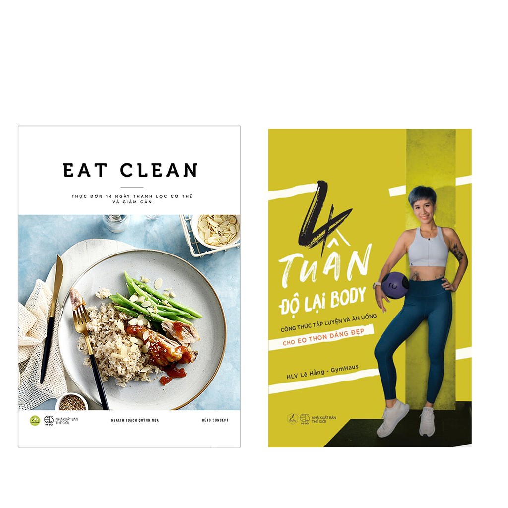 Sách - Combo hai cuốn: 4 tuần độ lại Body+ Eat Clean - Thực Đơn 14 Ngày Thanh Lọc Cơ Thể Và Giảm Cân.