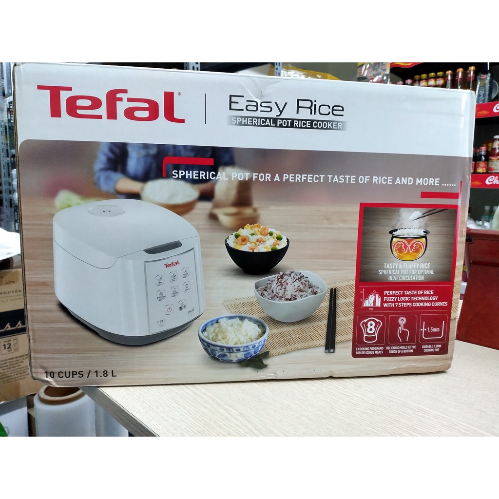 Tefal RK732168 - Nồi cơm điện tử với lòng nồi niêu dày 1.5mm ứng dụng công nghệ điện từ, 1.8L - 750W, chính hãng.