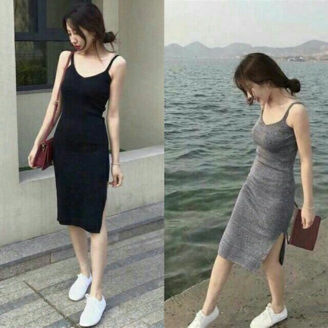 Đầm 2 Dây Cổ Tim Body Xẻ Dùi Vải Co Giãn Tốt | BigBuy360 - bigbuy360.vn