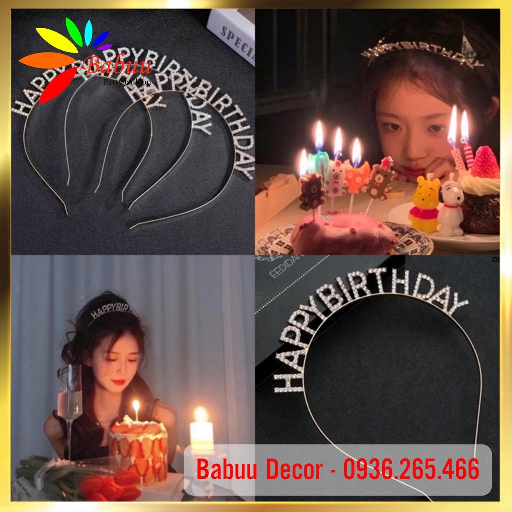 Bờm cài tóc happy birthday sinh nhật siêu dễ thương