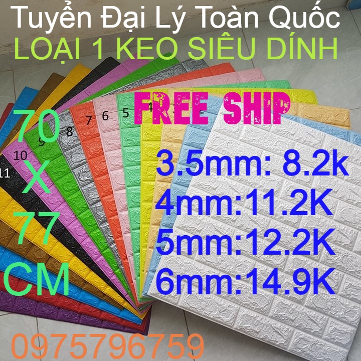 [Mã 11LSSALE giảm 100% đơn 50k] Xốp dán tường 3D Giả gạch - Khổ Lớn 70*77cm loại 1 siêu dính