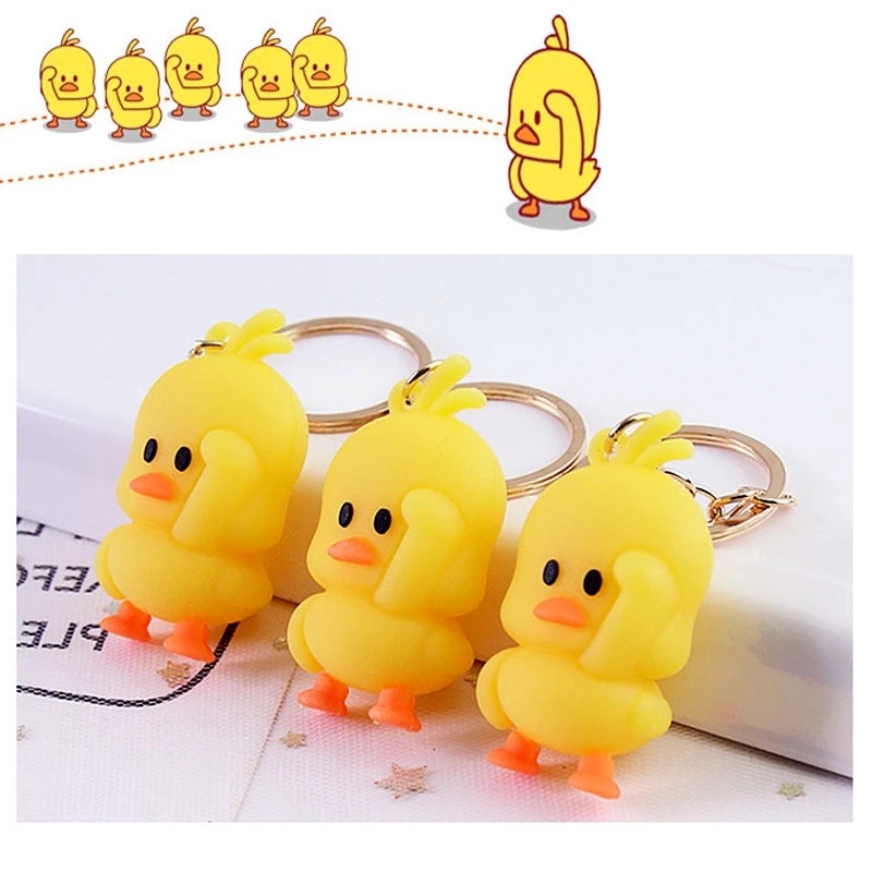 1 Móc Khóa Hình Chú Vịt Con Màu Vàng Dễ Thương 2.5cm