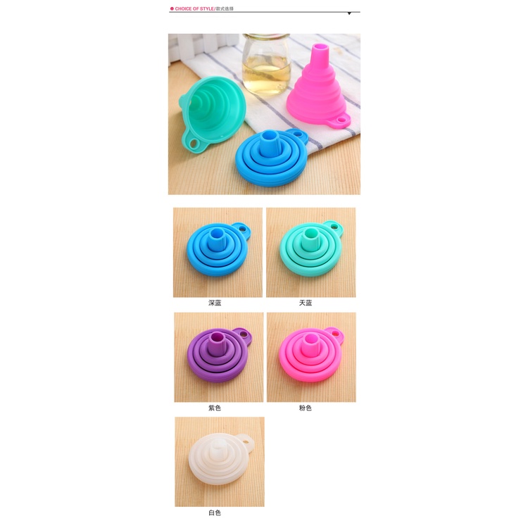 Phễu Silicone Mini Cổ Dài Gấp Gọn Tiện Lợi Dành Cho Nhà Bếp