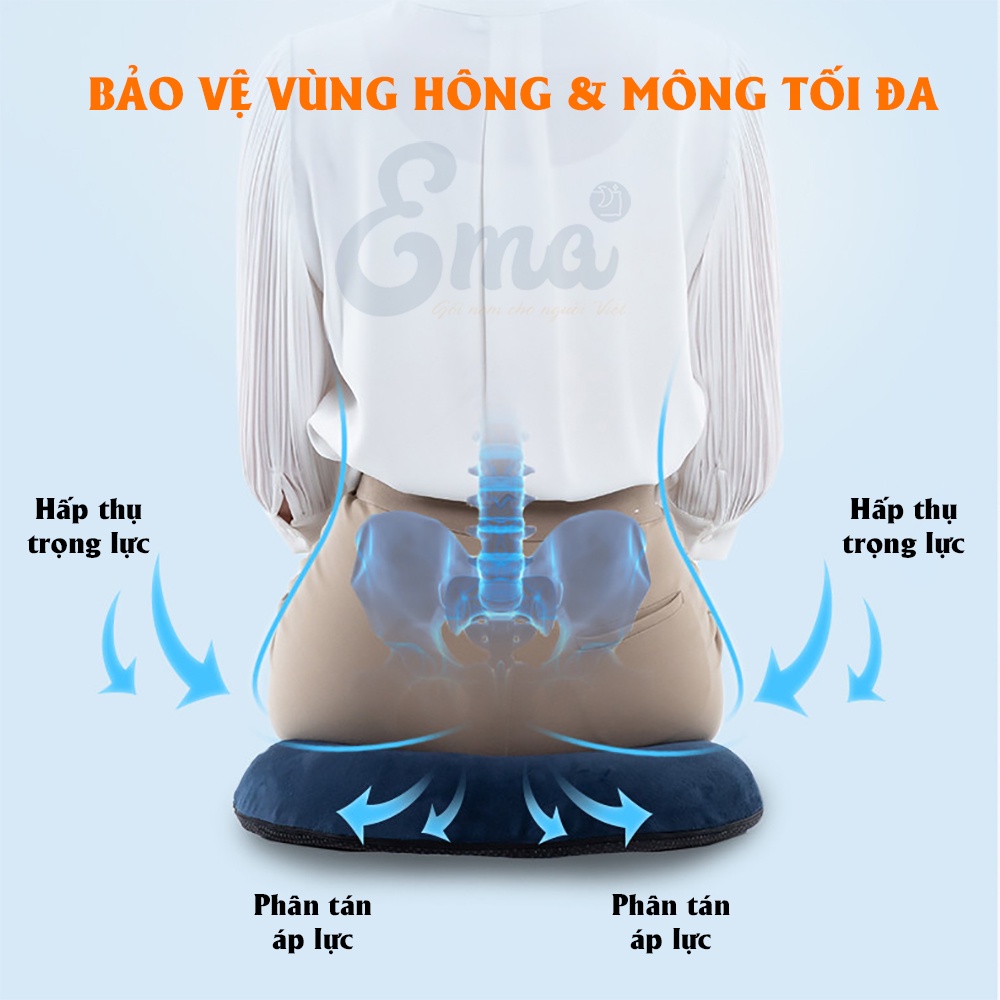 Đệm chống trĩ, đau xương cụt Ema - Giảm đau vùng trĩ, xương cụt cho dân văn phòng, lái xe