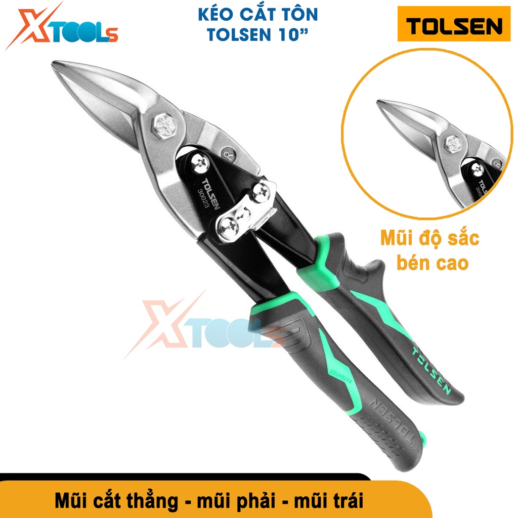 Kéo cắt tôn Tolsen 250mm chất liệu thép không gỉ, tay cầm bằng nhựa cao cấp chống trơn trượt [CHÍNH HÃNG][XTOOLS]