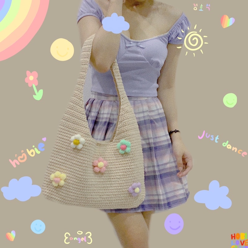 CROCHET TOTEBAG. TÚI LEN MÓC BASIC
