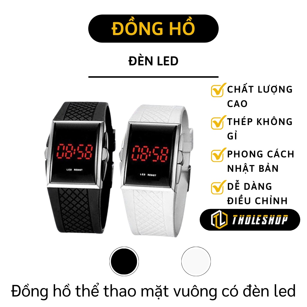 Đồng Hồ Thể Thao Nam Nữ Mặt Vuông Đèn Led Thời Trang 8911