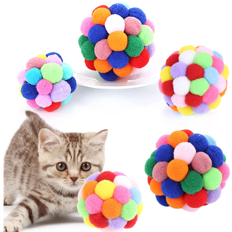 Đồ Chơi Bóng Nảy Gắn Chuông Màu Cầu Vồng Dễ Thương Cho Mèo Cưng