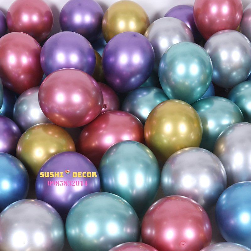Combo 50 bóng chrome siêu nhũ nhiều màu 10inch 28cm dùng để trang trí sinh nhật tiệc cưới siêu rẻ