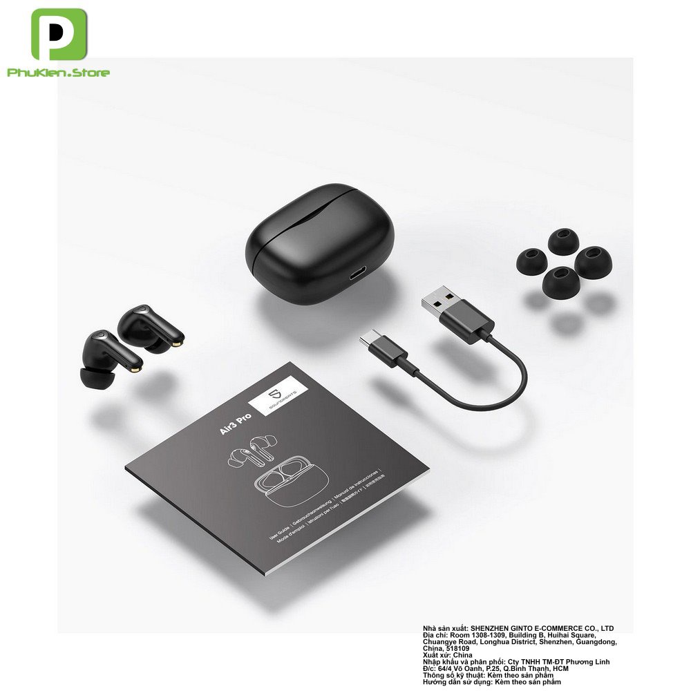 Tai Nghe True Wireless SoundPEATS Air3 Pro Hyrid ANC, Chống ồn chủ động, xuyên âm QCC3046 BT 5.2 Air 3