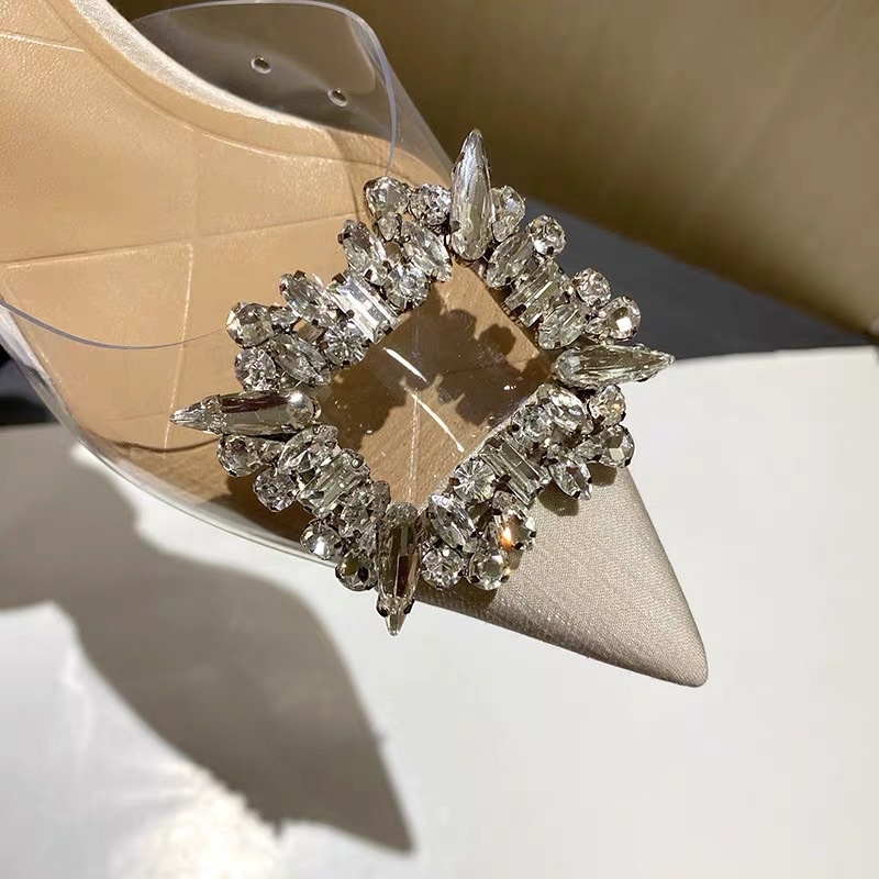 Giày hở quai hậu gót tag đá vuông cao cấp