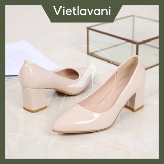 Giày cao gót TTC22 da bóng đế vuông 5 cm