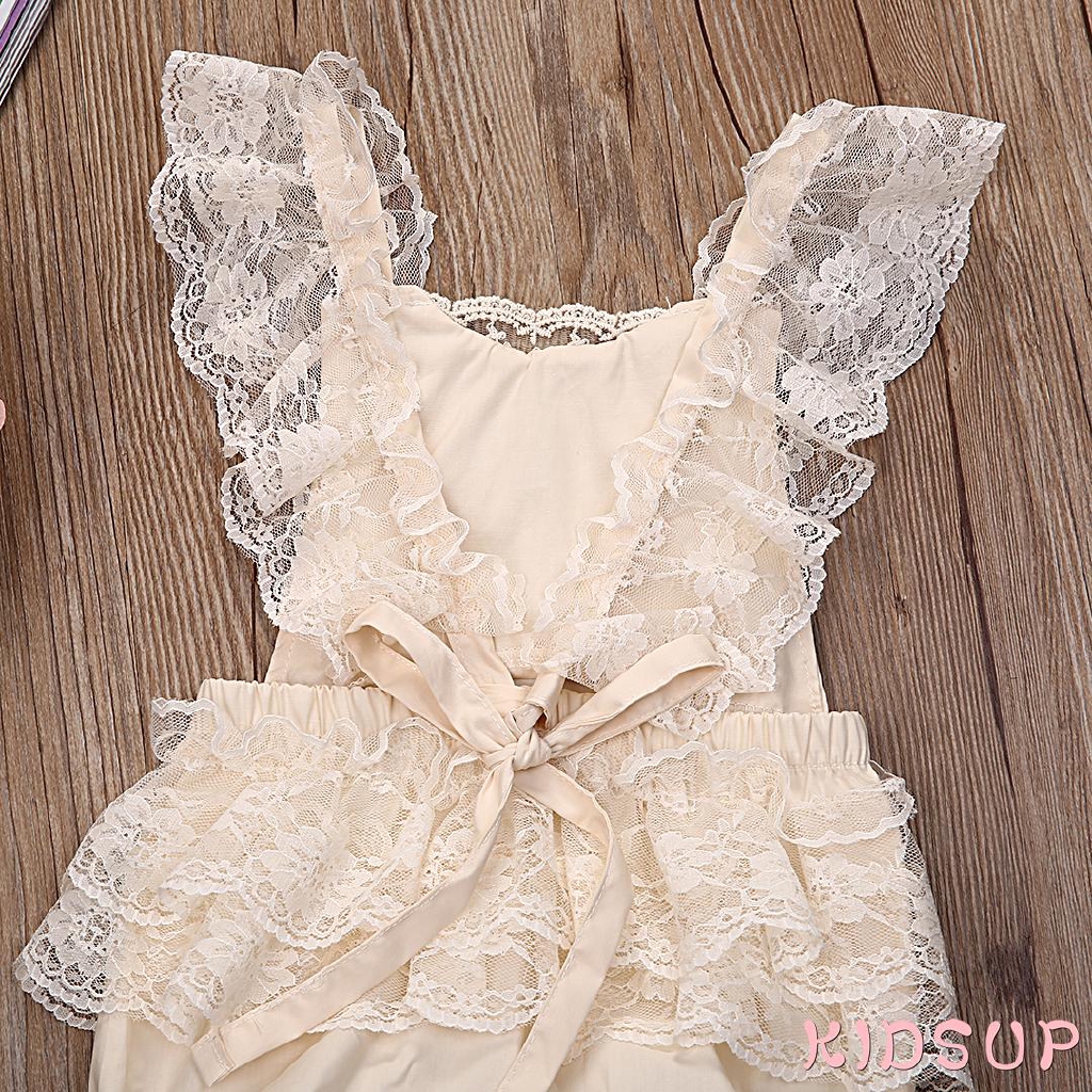 Áo liền quần viền nhún ren dễ thương cho bé gái