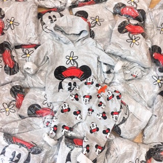 Bộ Nỉ Bé Gái Minnie Có Mũ