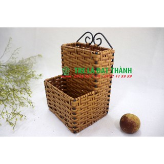 Ống đựng đũa nhựa giả mây tre đan, đa năng, đựng bàn trải đánh răng, đựng các vận dụng trong nhà