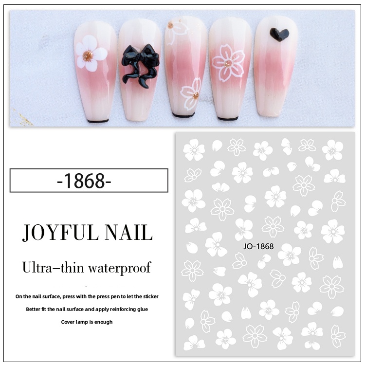 STICKER TRANG TRÍ NAIL MÃ JO, DH, DD , F HOA TRẮNG