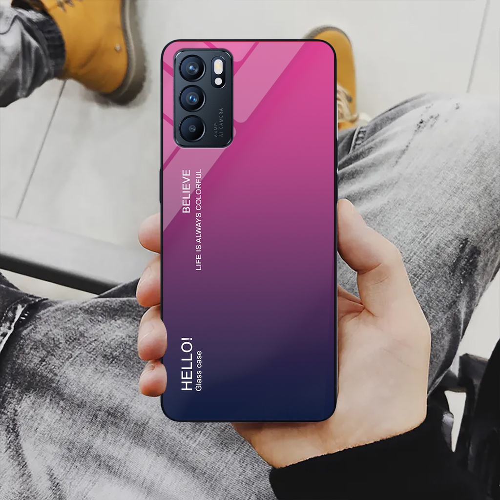 Ốp điện thoại Oppo Reno 6, Reno 6 Z 5G - Gradient edition, chất liệu kính cường lực