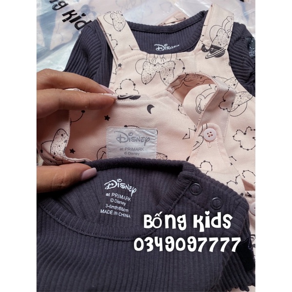 Set Yếm Váy Bé Gái Minnie Hồng Xám PR