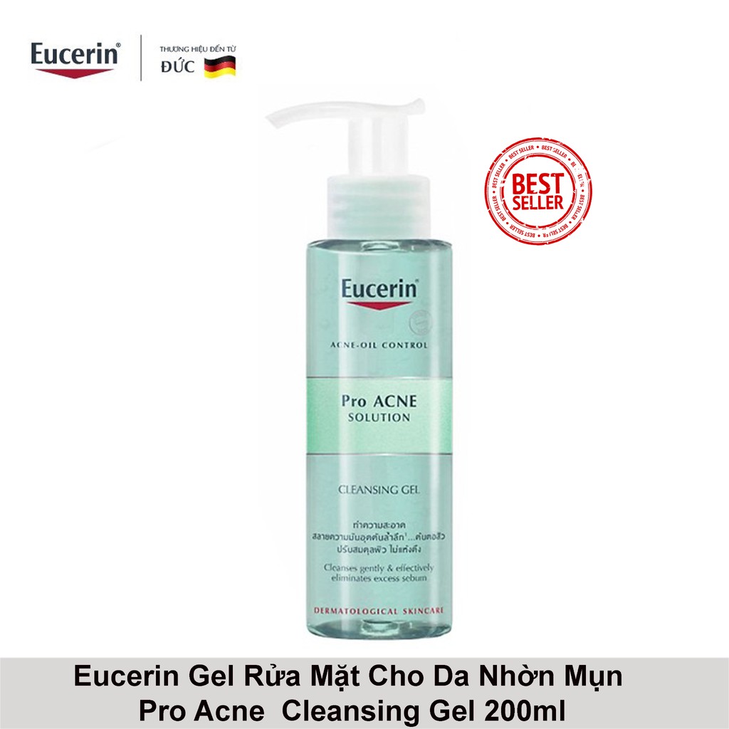 ✅[CHÍNH HÃNG] Eucerin Proacne Cleasing Gel - Gel Rửa Mặt Dành Cho Da Nhờn Mụn 200ml